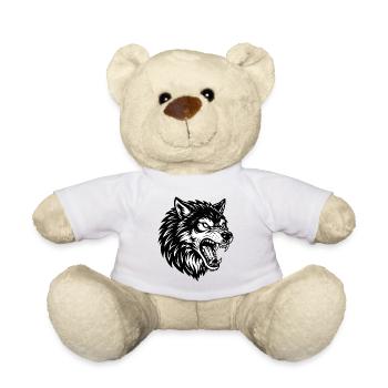 Wolf Schwarz-Weiß Wolf Alpha Maskottchen-Logo - Teddy - Sonnengelb - Vorne