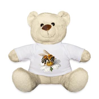 Bee on white flower - Teddy Bear - sun yellow - Front