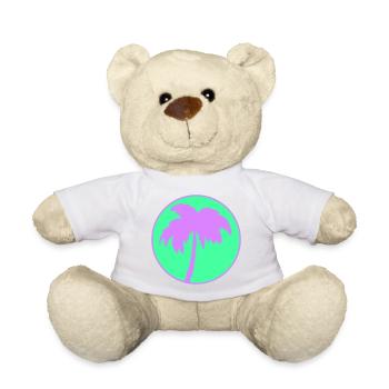 Neon Palm Tree Circle Silhouette - Teddy Bear - sun yellow - Front