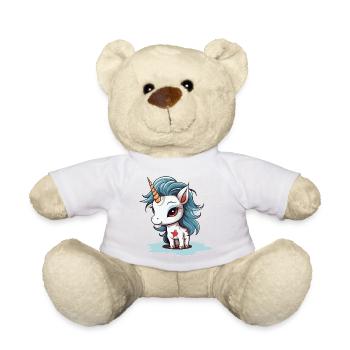 Blauer Mähne Unicorn mit Stern - Teddy - Sonnengelb - Vorne