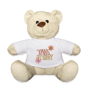 Take It Easy – Retro Flower Power 70s - Teddy Bear - sun yellow - Front