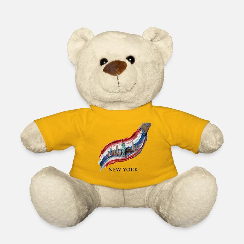 New York Color River Skyline - Teddy Bear - sun yellow