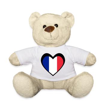 Cœur Drapeau Français Noir  - Nounours - jaune soleil - Devant