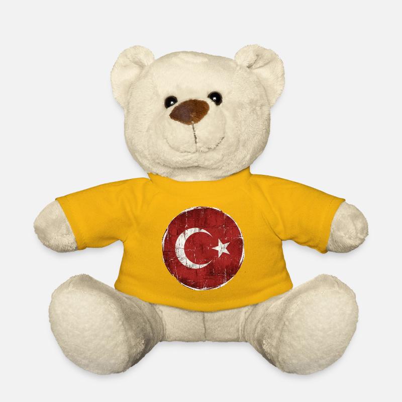 Turkey Flag Circle Design - Teddy Bear - sun yellow