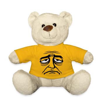 Grumpy sad disappointed face funny - Teddy Bear - sun yellow - Front