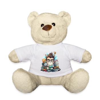 Bücherstapel-Katze mit Brille - Teddy - Sonnengelb - Vorne