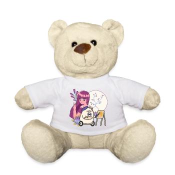 Kawaii Artist & Pig in Wheelchair - Teddy Bear - sun yellow - Front