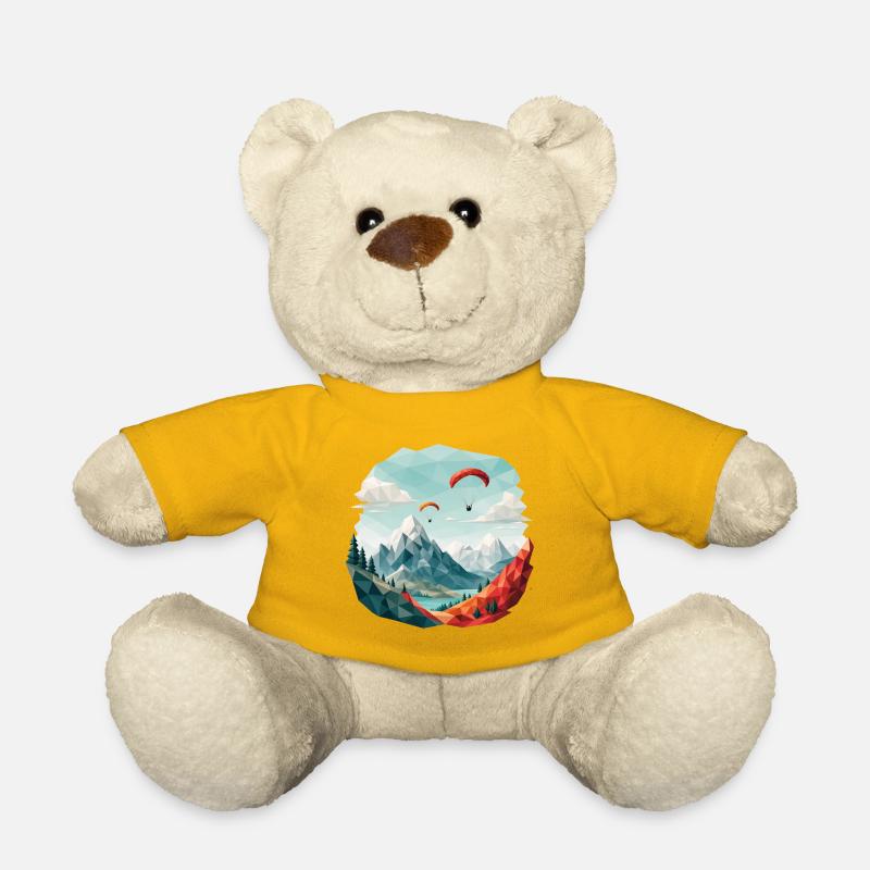 Paragliding Berglandschaft Polygonkunst - Teddy - Sonnengelb