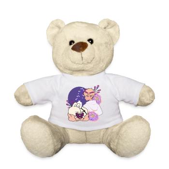 Anime Boy and Animals with Eye Patch Art - Teddy Bear - sun yellow - Front