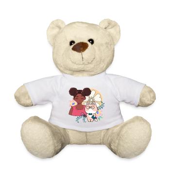 Kawaii-Mädchen, Cyborg-Hund und Blumen - Teddy - Sonnengelb - Vorne