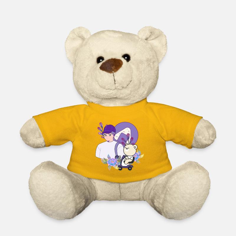 Onigiri Snack & Bear on Mobility Scooter - Teddy Bear - sun yellow