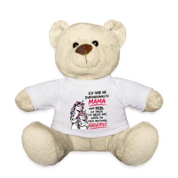 Durchgeknallte Mama Unicorn Spruch - Teddy - Sonnengelb - Vorne