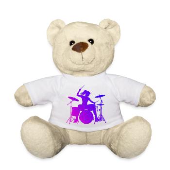 Playing the drums Gift for the percussionist - Teddy Bear - sun yellow - Front