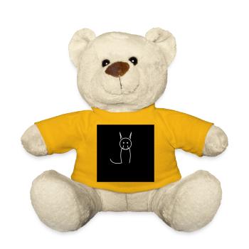 Minimalistische Katze auf Schwarz - Teddy - Sonnengelb - Vorne