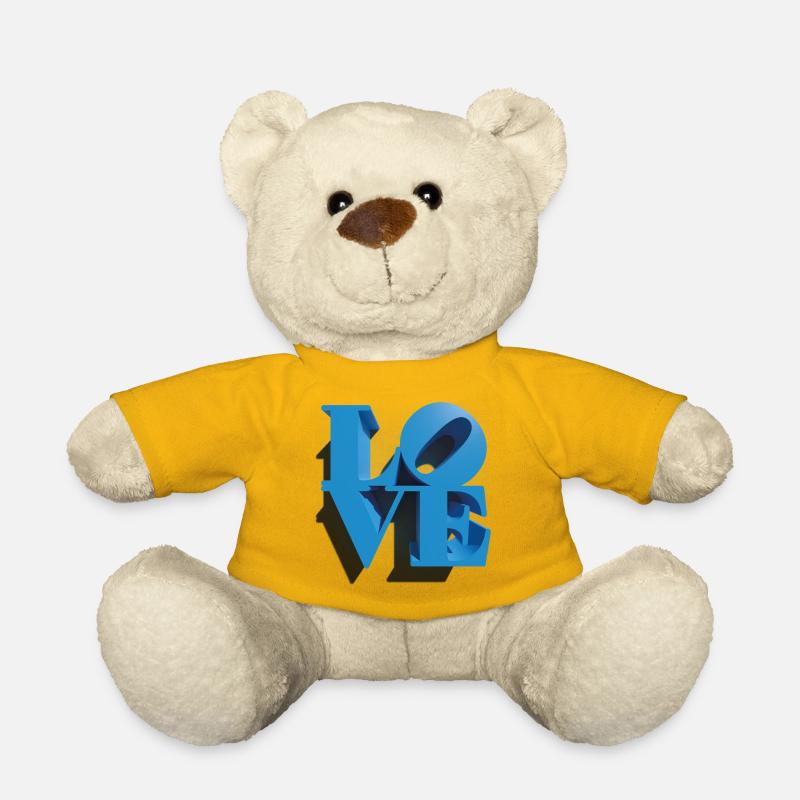 LOVE 3D Cyan - Teddy Bear - sun yellow