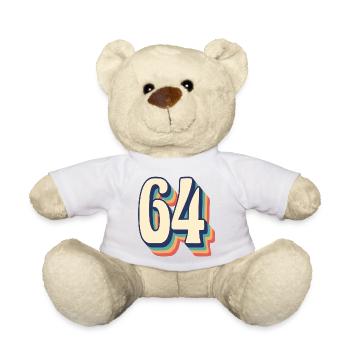 Vintage Retro T-Shirt Number 64 Sixty Four - Teddy Bear - sun yellow - Front