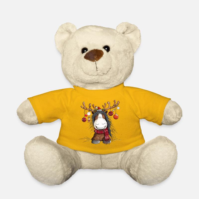 Weihnachten Pferd Im Rentier Kostüm - Teddy - Sonnengelb