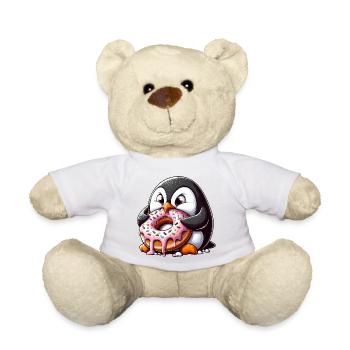 Süßer Pinguin mit Donut lustig Cartoon - Teddy - Sonnengelb - Vorne