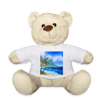Tropical Coastal Landscape Artwork Hawaii Ocean - Teddy Bear - sun yellow - Front