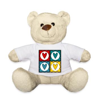 Bunte Herzen im Pop-Art-Stil - Teddy - Sonnengelb - Vorne