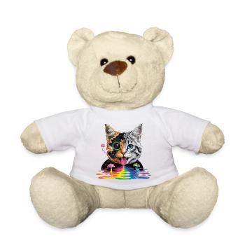 Surreales Katzen-Half-Glitch-Design - Teddy - Sonnengelb - Vorne
