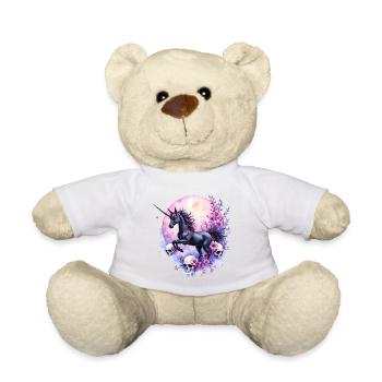 Lunar Unicorn with Skulls and Flowers - Teddy Bear - sun yellow - Front