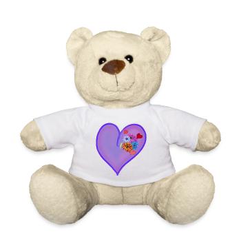 Frühling Sommer Herz mit bunten Blumen - Teddy - Sonnengelb - Vorne