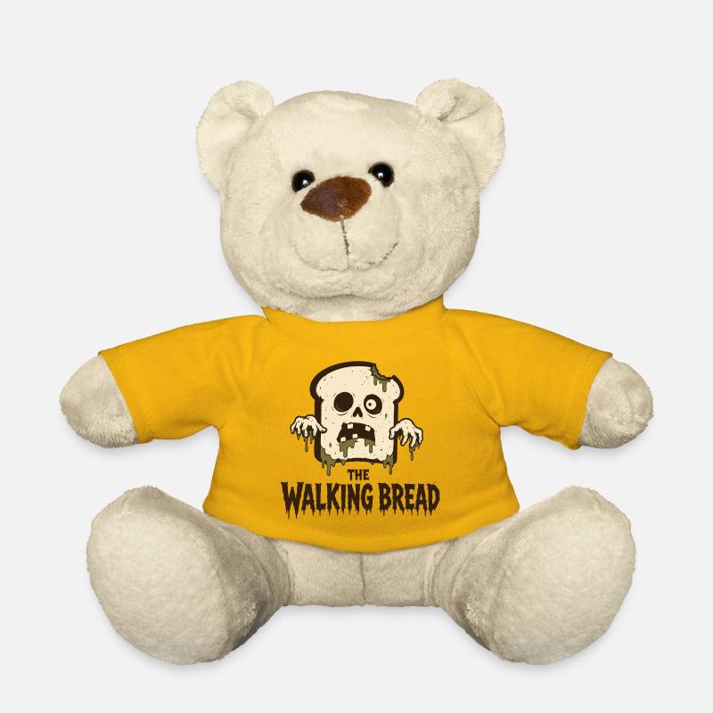 The Walking Bread Zombie Bread Motif - Teddy Bear - sun yellow