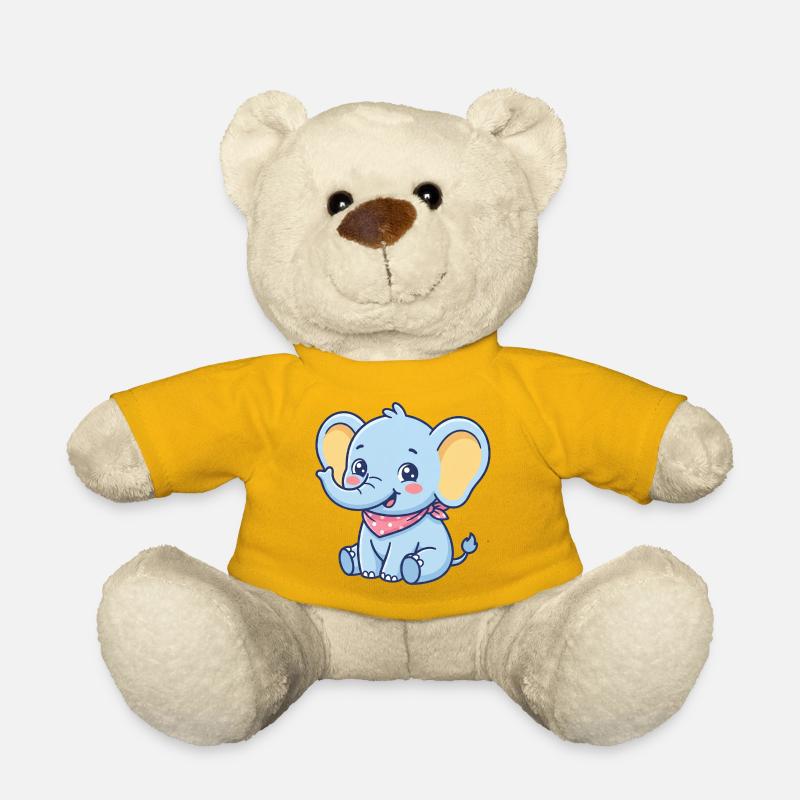 Bandana Bébé Éléphant Bleu - Nounours - jaune soleil