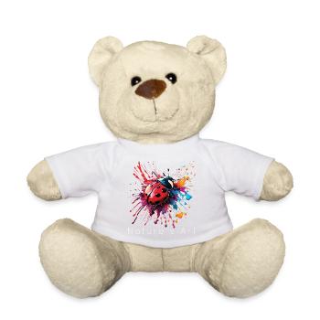Colorful Ladybug Design, Nature's Art, White Text - Teddy Bear - sun yellow - Front