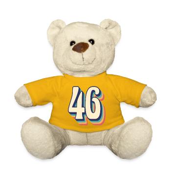 Vintage Retro T Shirt Number 46 Forty Six - Teddy Bear - sun yellow - Front