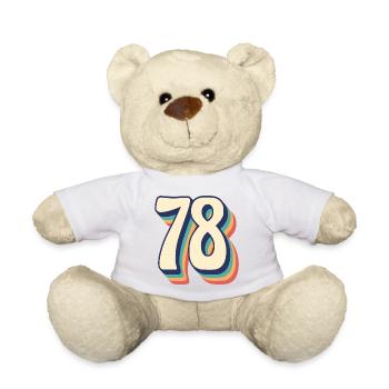 Vintage Retro T Shirt Number 78 Seventy Eight - Teddy Bear - sun yellow - Front