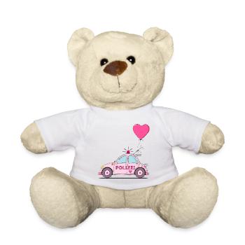 Police Car Heart Pink - Teddy Bear - sun yellow - Front