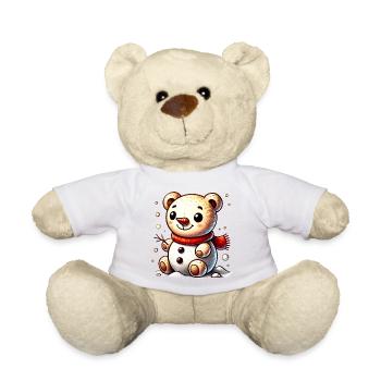 Schneemann-Bär mit Schal – Niedliches Wintermotiv - Teddy - Sonnengelb - Vorne