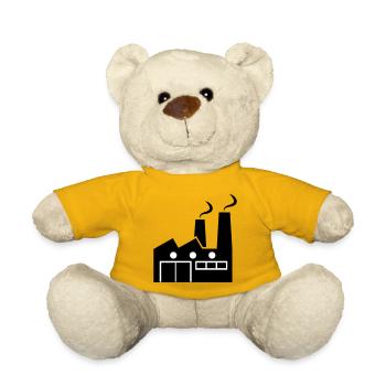 Abstract geometric line art of a factory - Teddy Bear - sun yellow - Front