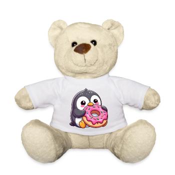 Pingouin mignon avec beignet dans le dessin animé enneigé - Nounours - jaune soleil - Devant
