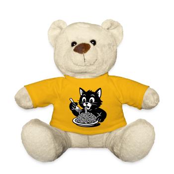 Le chat mange des spaghettis Mème - Nounours - jaune soleil - Devant