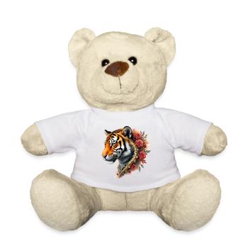 Steampunk Tiger mit Rosen und Zahnrädern - Teddy - Sonnengelb - Vorne