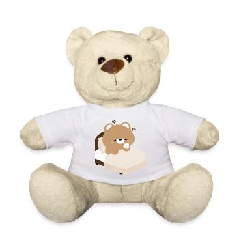 Sleepy Bear on Bed - Teddy Bear - sun yellow - Front