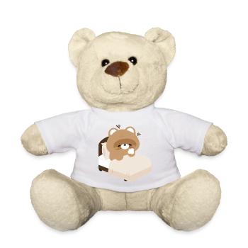Castor endormi douillet sur lit - Nounours - jaune soleil - Devant