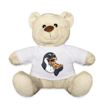 Lustiges Schwein Pizza essen Cartoon Fast Food - Teddy - Sonnengelb - Vorne
