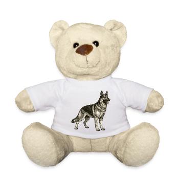 Vintage German Shepherd Illustration – Loyalty & Strength - Teddy Bear - sun yellow - Front