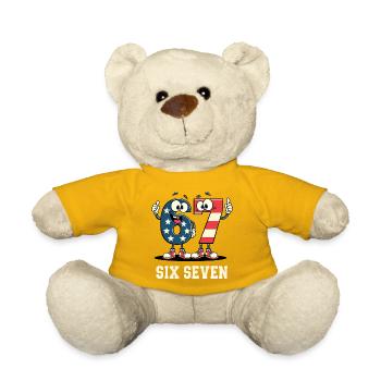 US Flag 67 Memes Six Seven - Teddy Bear - sun yellow - Front