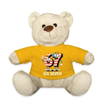 US Flag 67 Memes Six Seven - Teddy Bear - sun yellow - Front