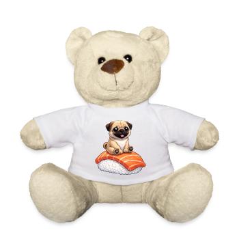 Süßer Mops mit Sushi Japanisches Essen - Teddy - Sonnengelb - Vorne