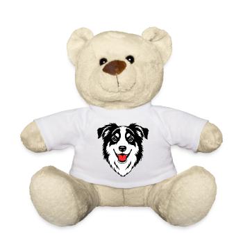 Australian Shepherd Head Black and White - Teddy Bear - sun yellow - Front