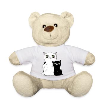 white cat & black cat - Teddy Bear - sun yellow - Front