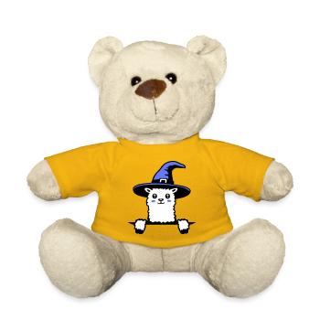 Llama Wizard Cute Look Magical Witch Hat Cute - Teddy Bear - sun yellow - Front