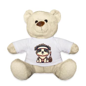 Tennis dog with headband and racket - Teddy Bear - sun yellow - Front