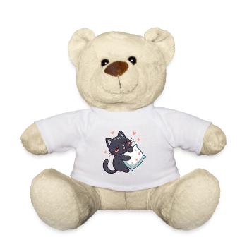 Chat noir câlin étoilé avec oreiller - Nounours - jaune soleil - Devant